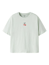 Name it Pale Aqua Cherry Embroidery T-Shirt - 13254882