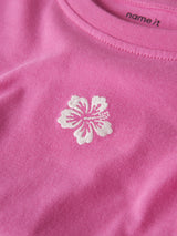 Name it Strawberry Moon Hibiscus Embroidery T-Shirt - 13254882