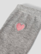 Grey Melange Embroider Heart Strømper fra Name it - 13258245