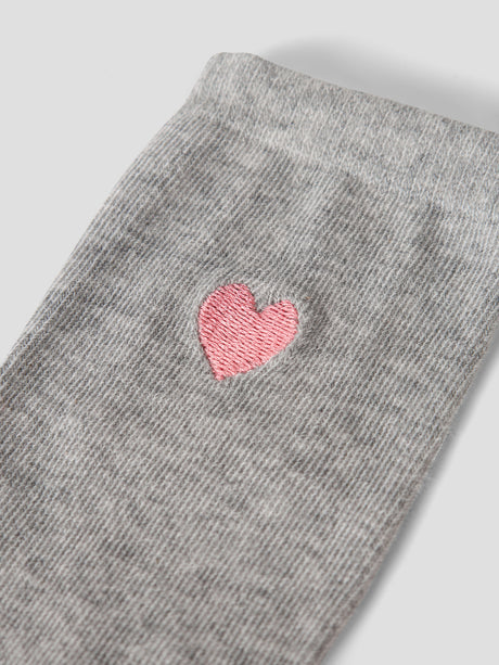Grey Melange Embroider Heart Strømper fra Name it - 13258245