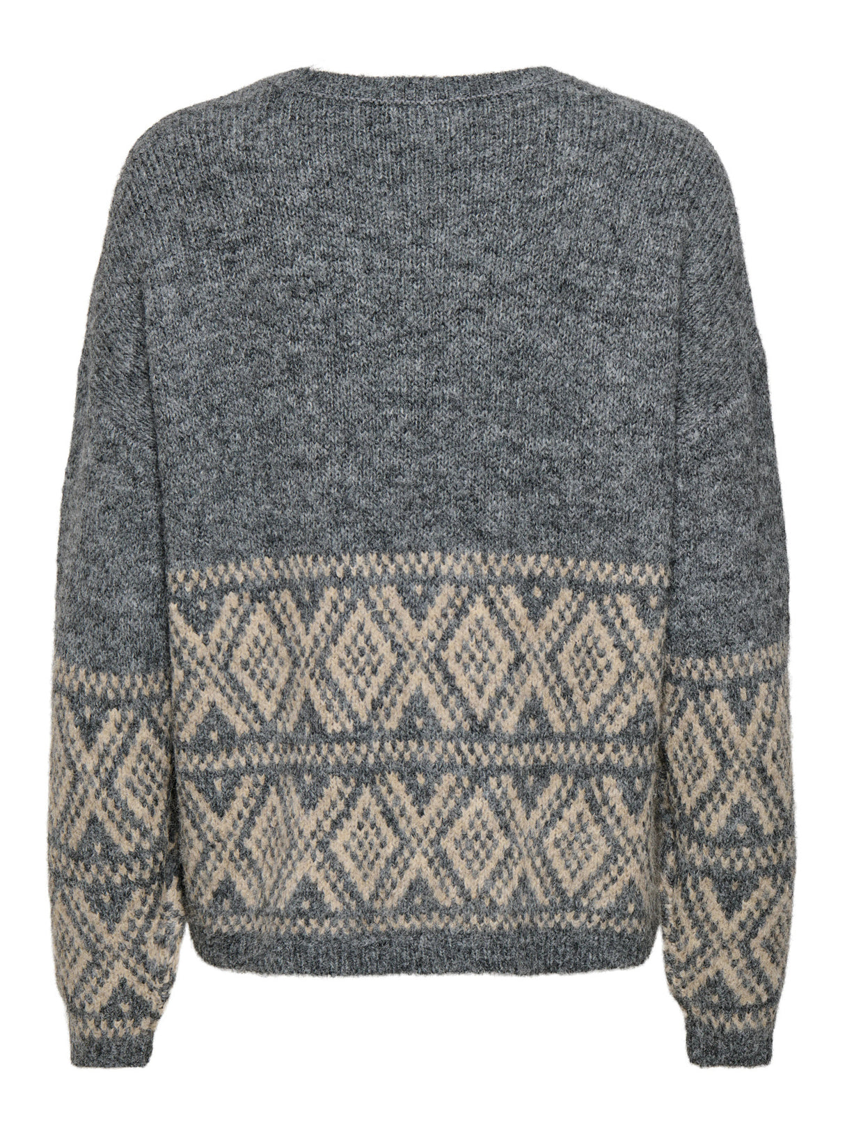 Dark Grey Melange W. OATMEAL FAROE JACQ. Striktrøje fra JDY - 15379810