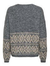 Dark Grey Melange W. OATMEAL FAROE JACQ. Striktrøje fra JDY - 15379810