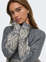 Dark Grey Melange W. OATMEAL FAROE JACQ. Striktrøje fra JDY - 15379810