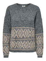 Dark Grey Melange W. OATMEAL FAROE JACQ. Striktrøje fra JDY - 15379810