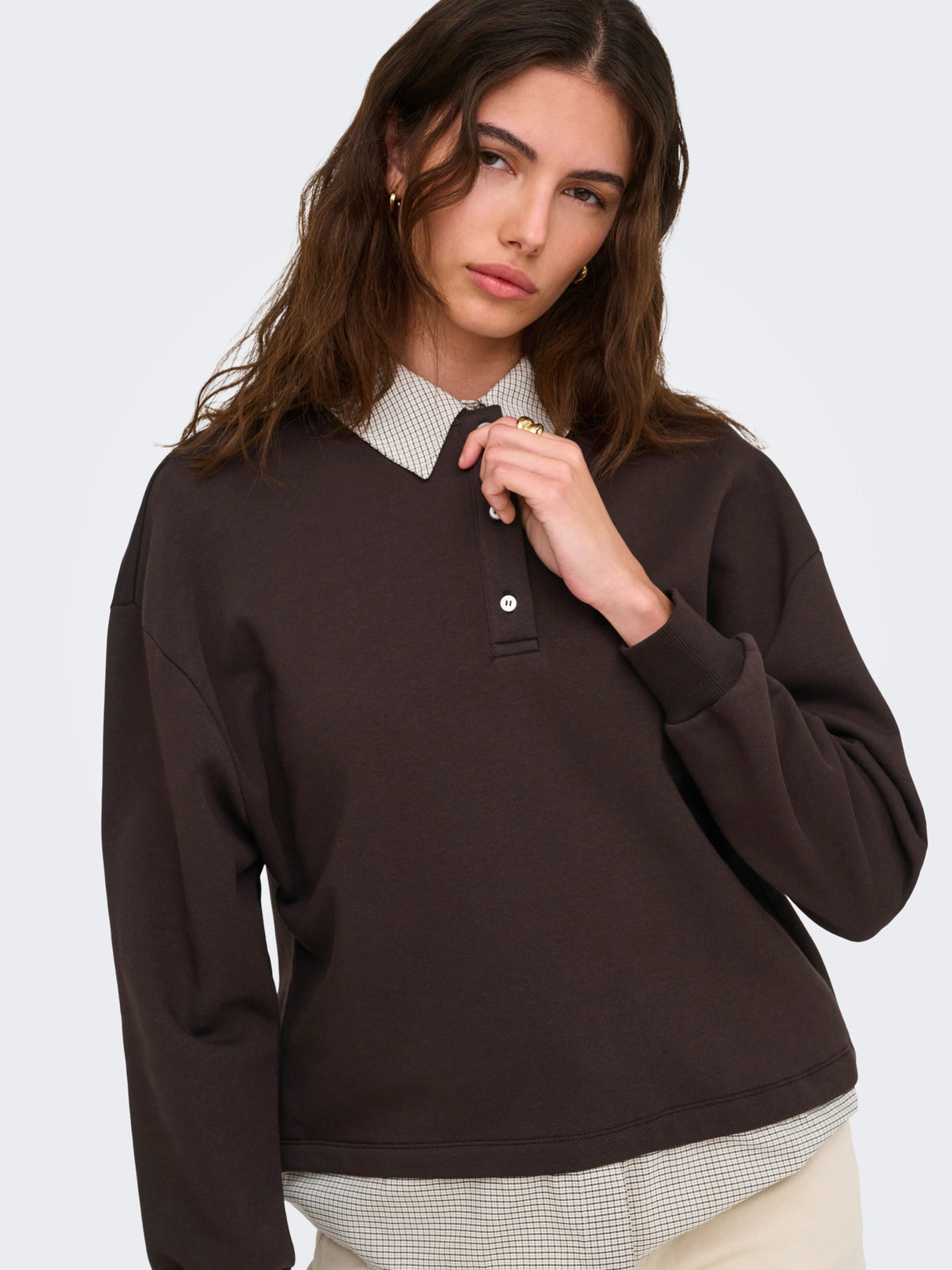 Coffee Bean COLLAR WITH CHECKS Sweatshirt fra JDY - 15381086