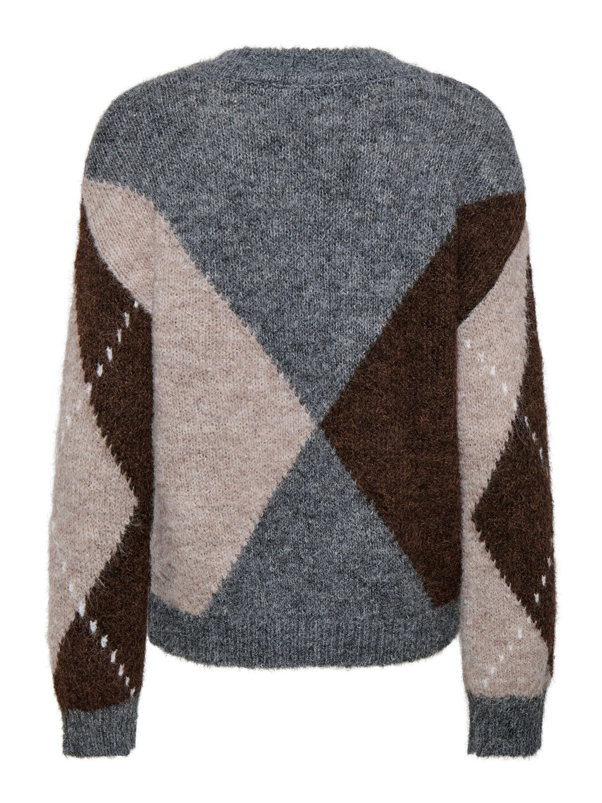 Medium Grey Melange CHATEAU GRAY/CHOCOLATE BROWN ARGYLE Striktrøje fra JDY - 15383047