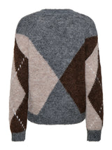 Medium Grey Melange CHATEAU GRAY/CHOCOLATE BROWN ARGYLE Striktrøje fra JDY - 15383047