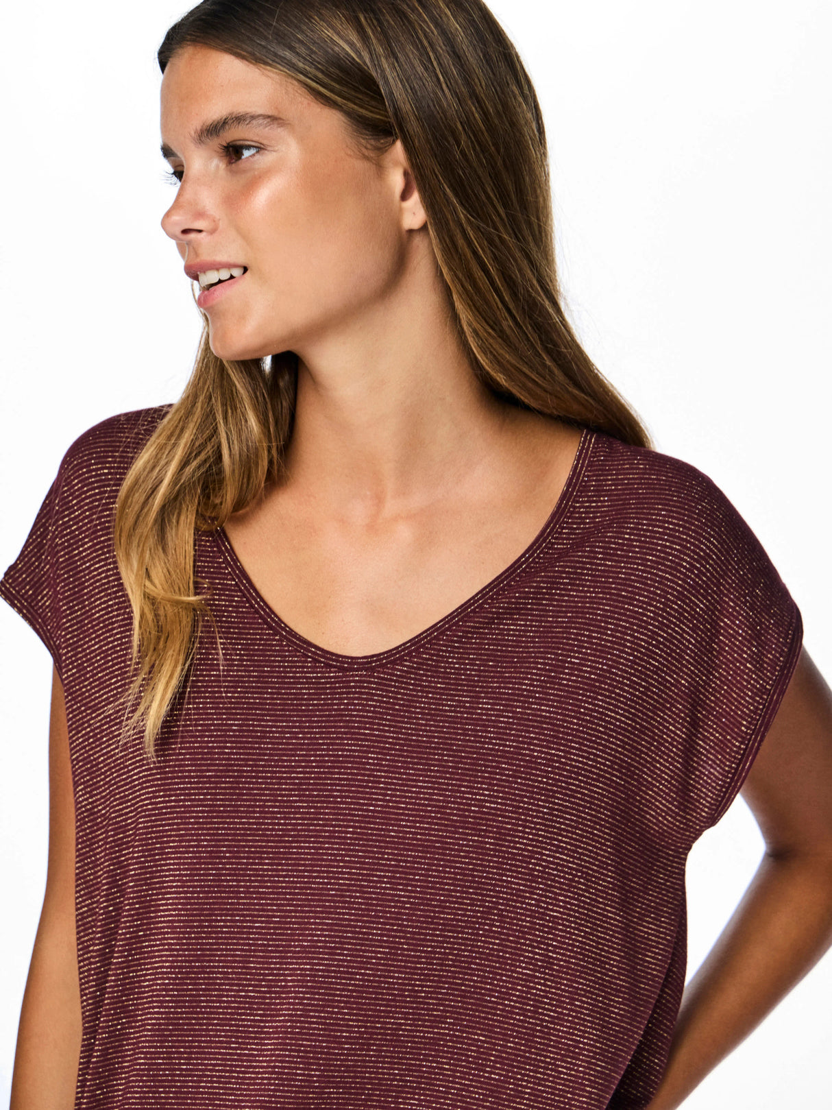 PIECES Tawny Port LUREX GOLD Bluse - 17078572