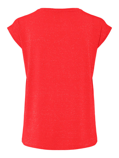 PIECES Poppy Red GOLD LUREX Bluse - 17078572