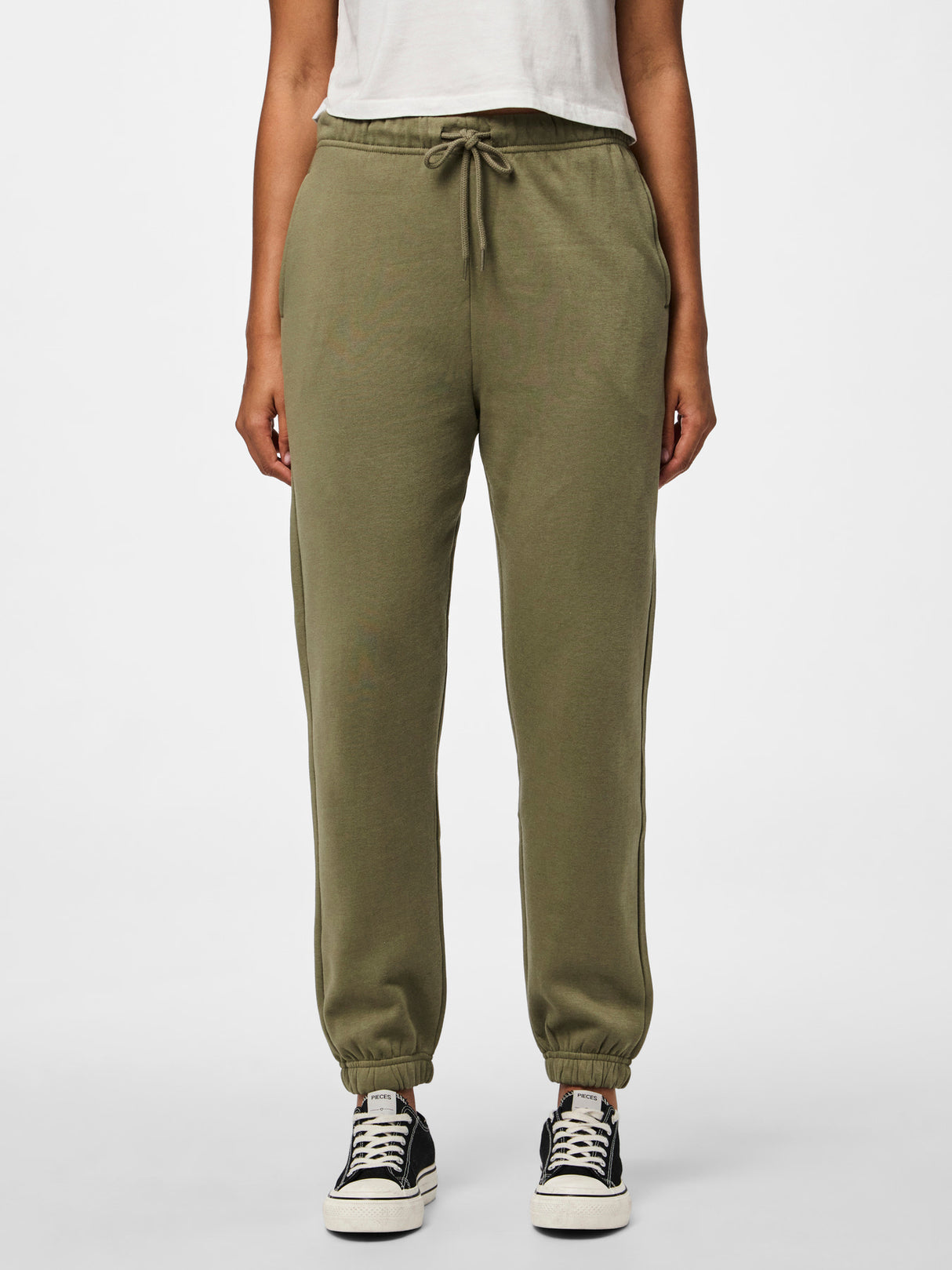 Deep Lichen Green Bukser fra PIECES - 17113436