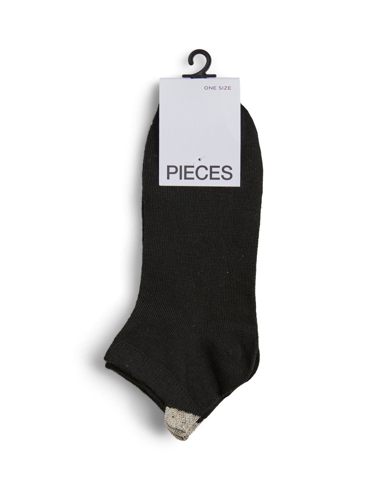 PIECES Black 2 PCK-SOLID GOLD HEAR+ GOLD STRIPE GOLD HEART Strømper - 17140773