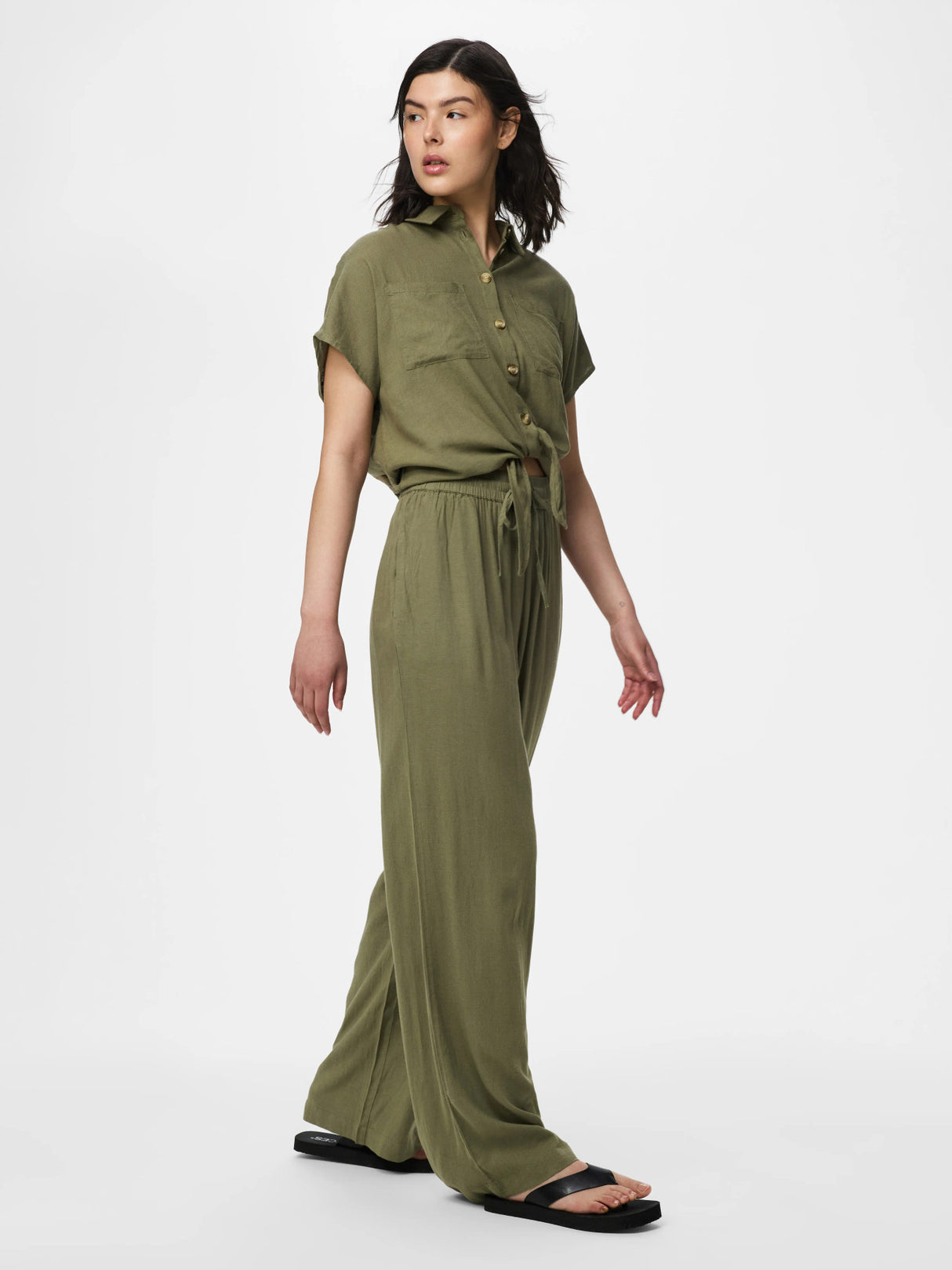 Deep Lichen Green Bukser fra PIECES - 17149314