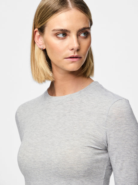 PIECES Light Grey Melange Top - 17151138