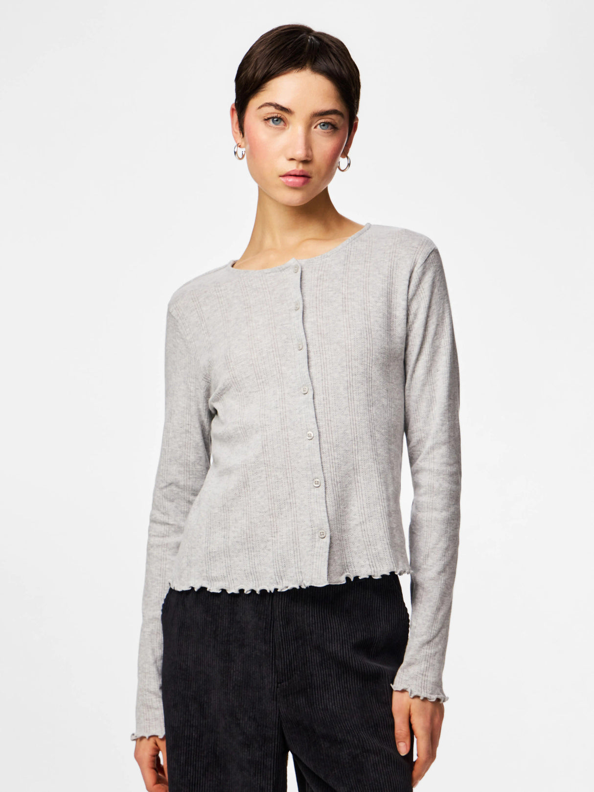 Light Grey Melange Cardigan fra PIECES - 17152189