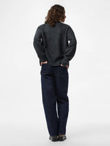 Dark Grey Melange Striktrøje fra PIECES - 17154366