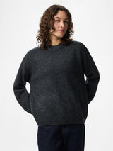 Dark Grey Melange Striktrøje fra PIECES - 17154366