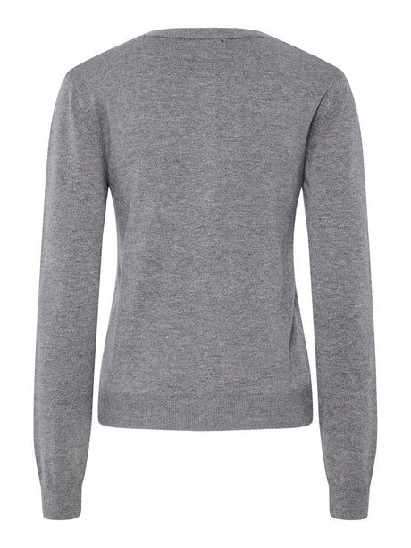 Medium Grey Melange Striktrøje fra PIECES - 17154558