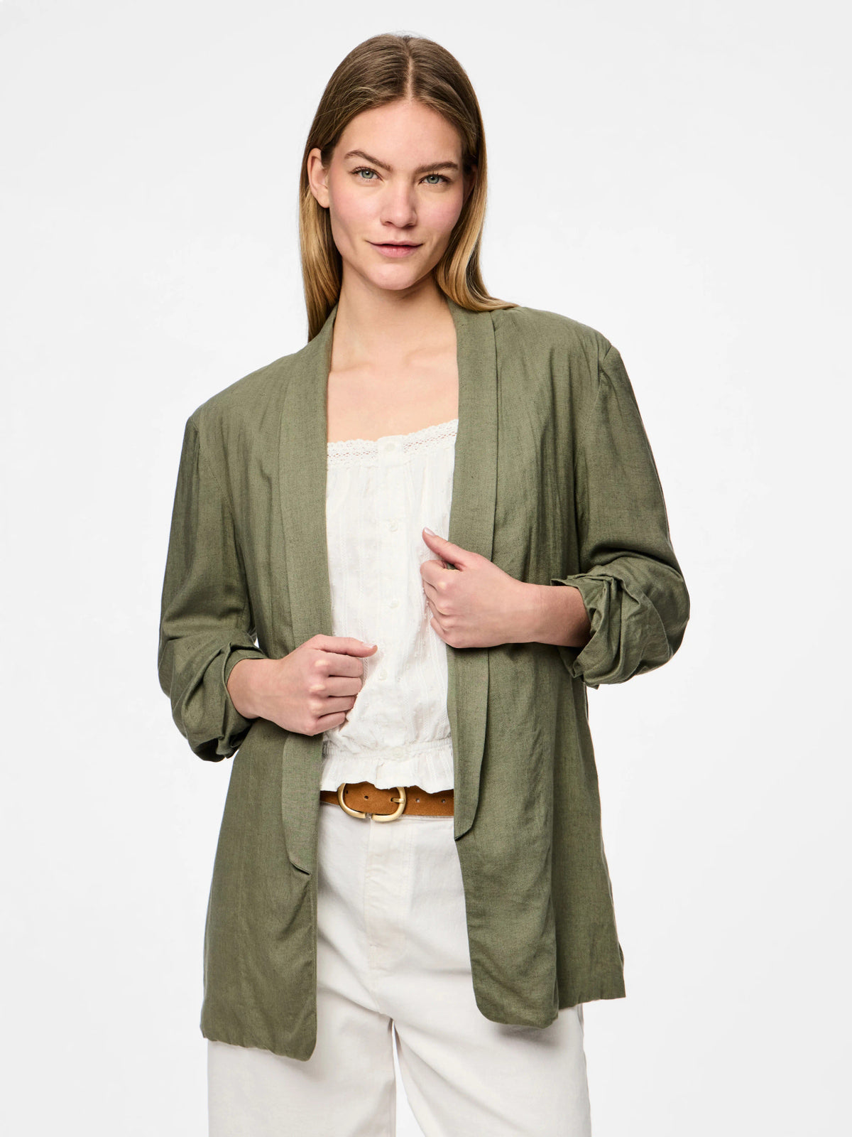 Deep Lichen Green Blazer fra PIECES - 17154738