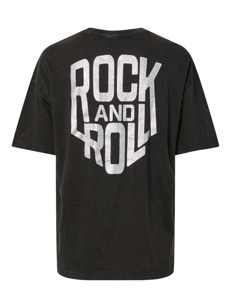 PIECES Black Rock & roll on back - Guitar on front - Silver Bluse - 17158111