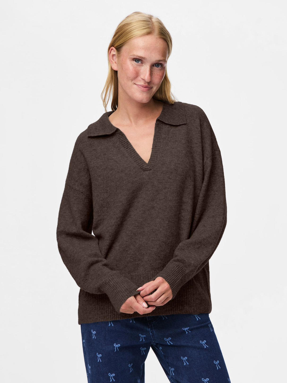 Brun Striktrøje fra PIECES - 17158785