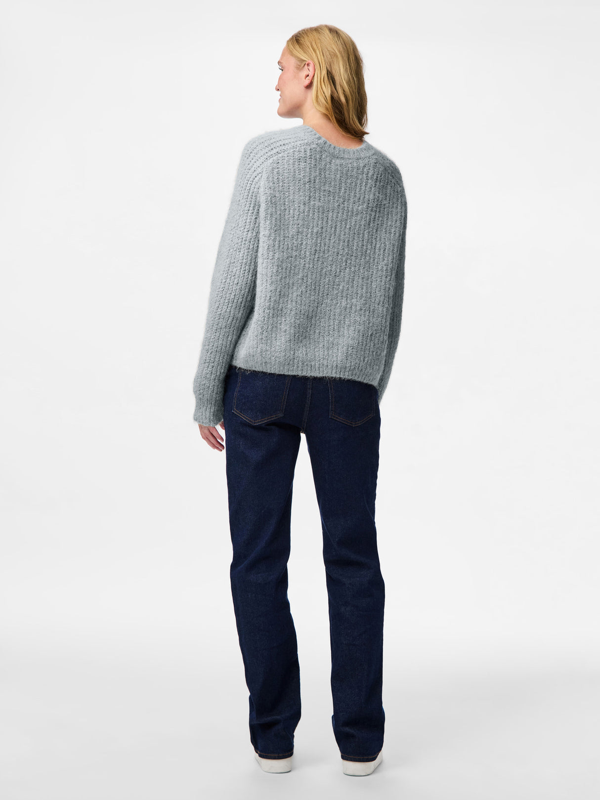 PIECES Medium Grey Melange Striktrøje - 17158925