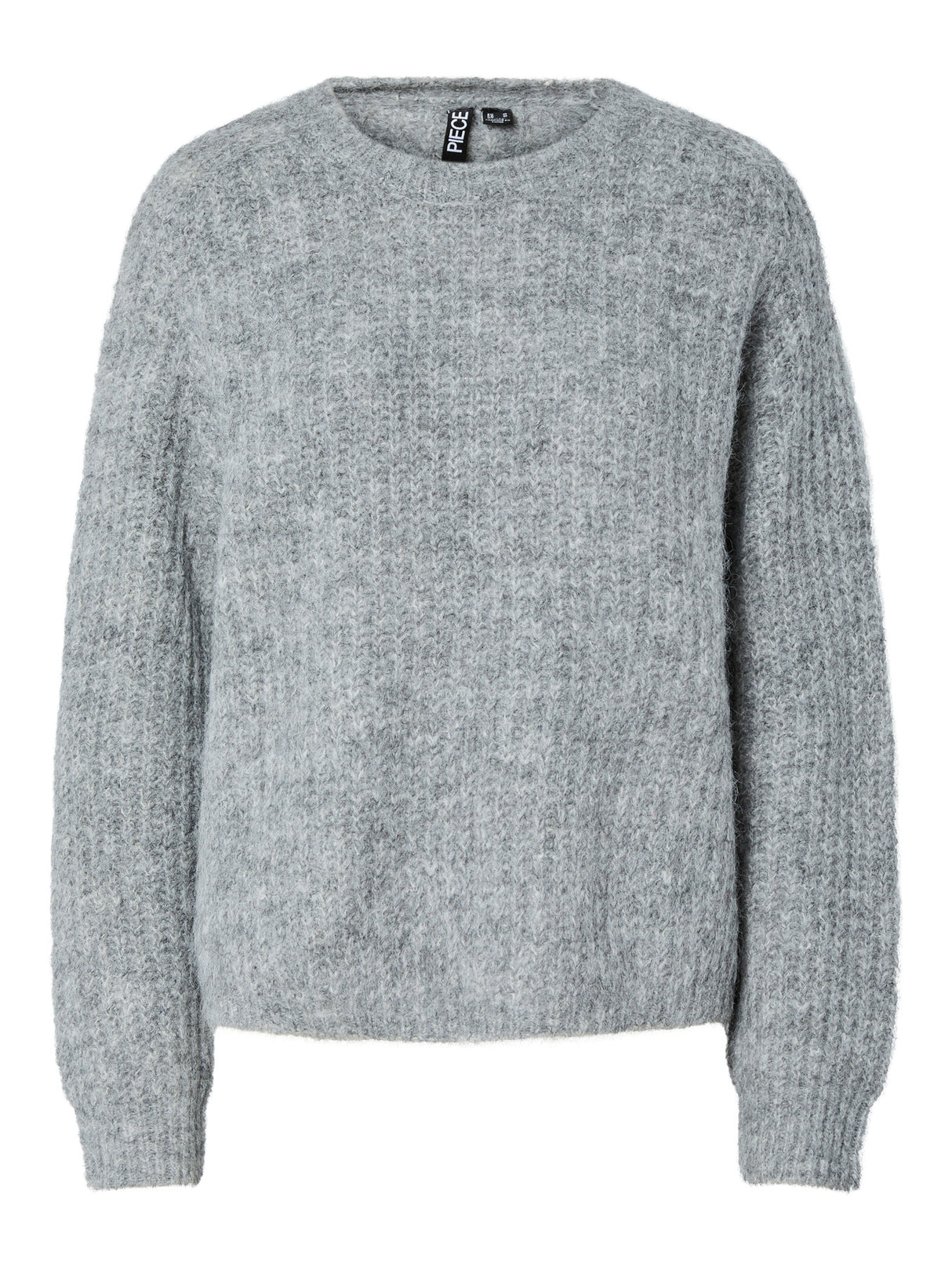 PIECES Medium Grey Melange Striktrøje - 17158925