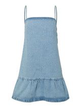 Light Blue Denim RHINE STONES Kjole fra PIECES - 17160029
