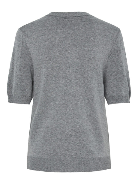 Medium Grey Melange Striktrøje fra PIECES - 17162045