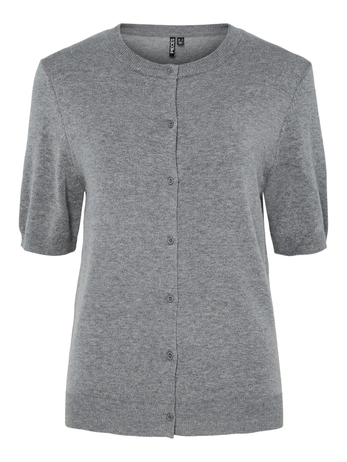 Medium Grey Melange Striktrøje fra PIECES - 17162045