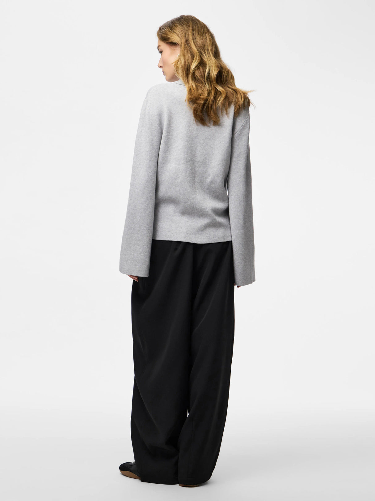 Light Grey Melange Striktrøje fra PIECES - 17162159