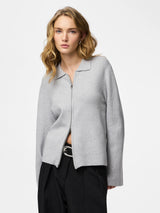Light Grey Melange Striktrøje fra PIECES - 17162159