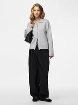 Light Grey Melange Striktrøje fra PIECES - 17162159