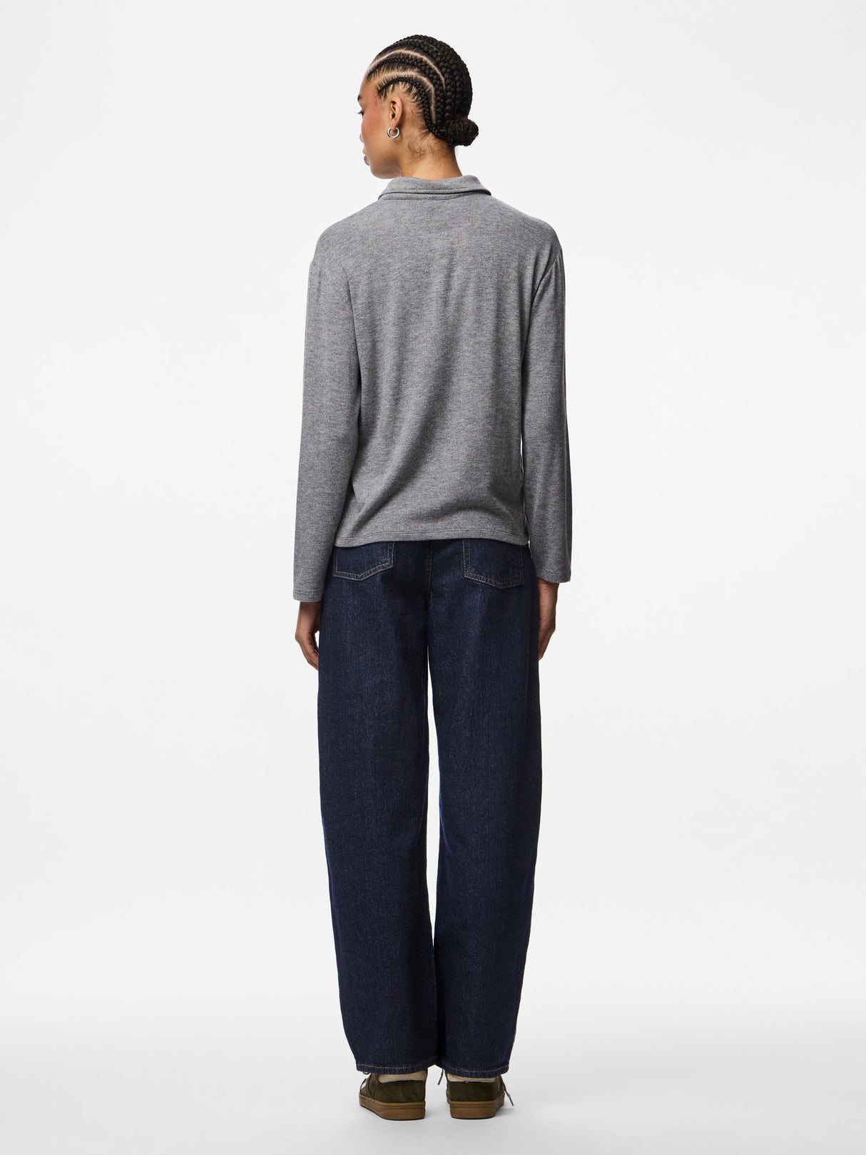 Medium Grey Melange Top fra PIECES - 17162230
