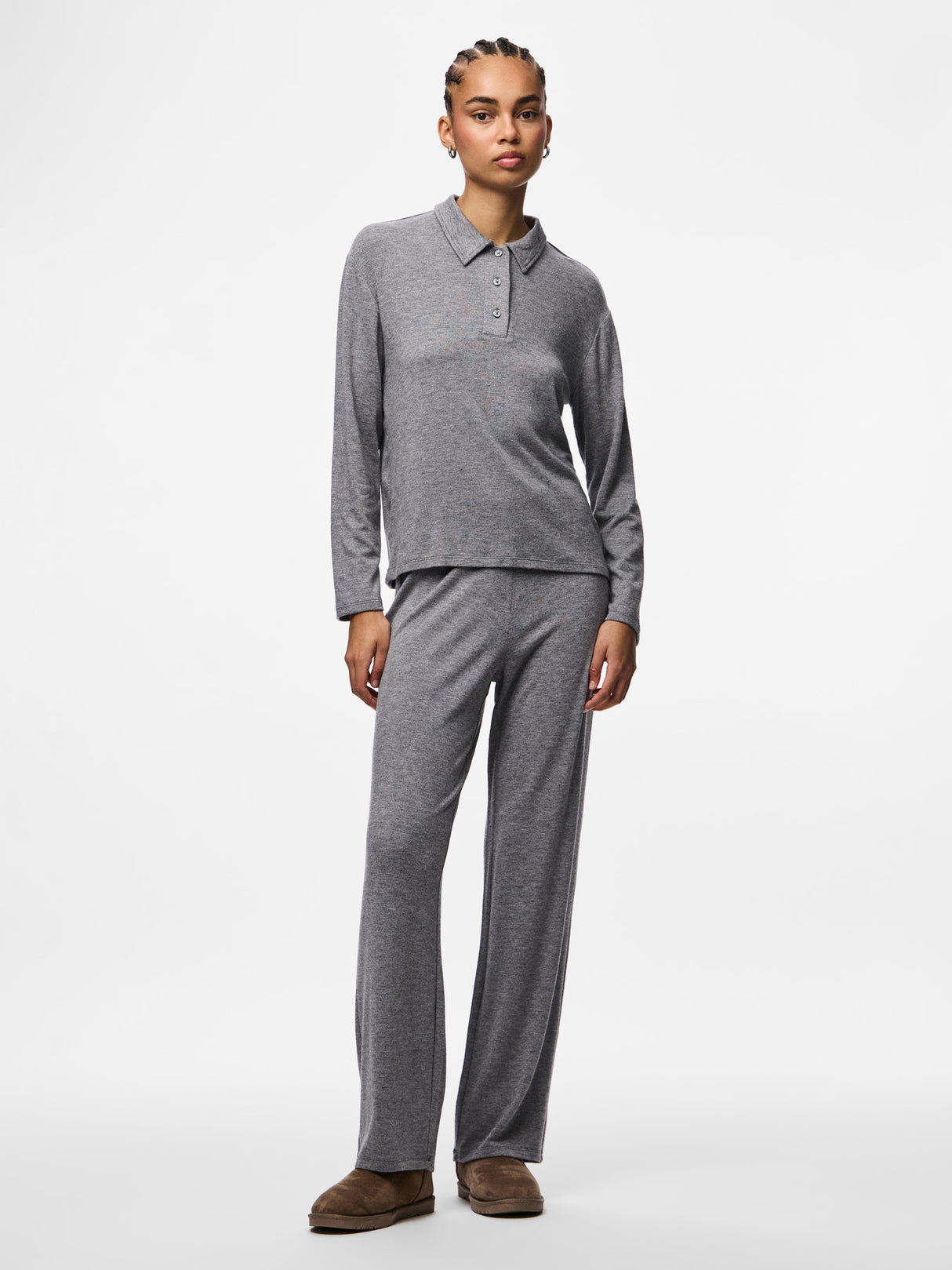 Medium Grey Melange Top fra PIECES - 17162230
