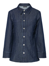 Dark Blue Denim PINSTRIPE Denim Shirt fra PIECES - 17162246