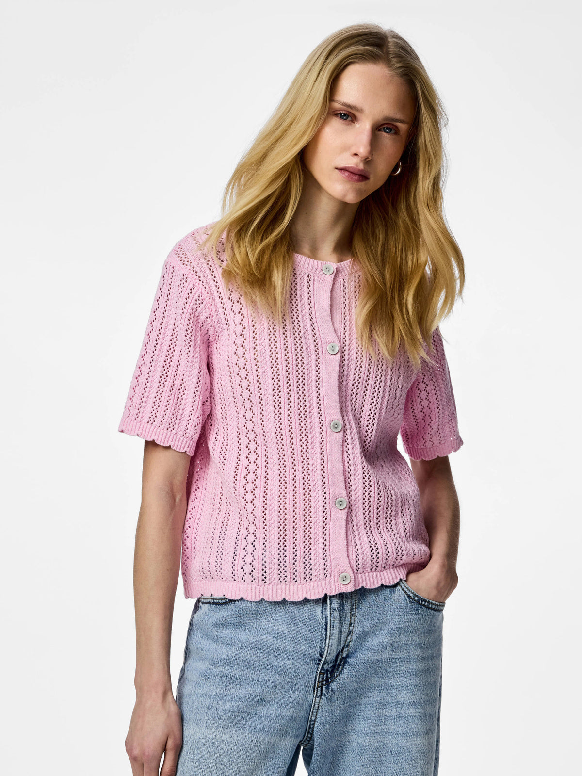 Roseate Spoonbill Cardigan fra PIECES - 17162280
