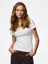 Bright White Top fra PIECES - 17162320