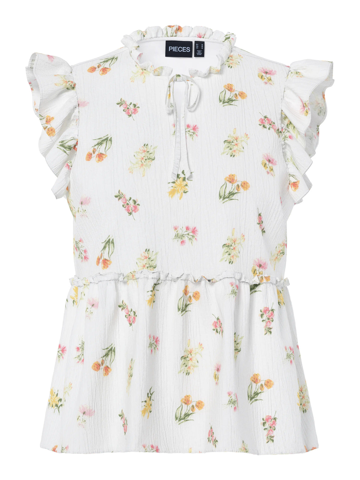 Bright White FLOWER Top fra PIECES - 17162329