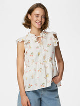 Bright White FLOWER Top fra PIECES - 17162329