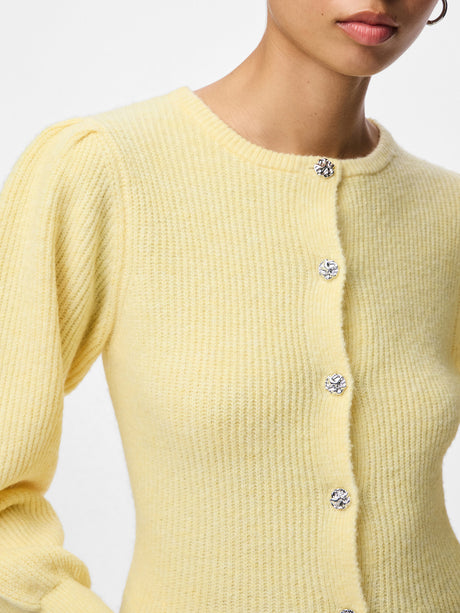 French Vanilla Silver button Striktrøje fra PIECES - 17163881