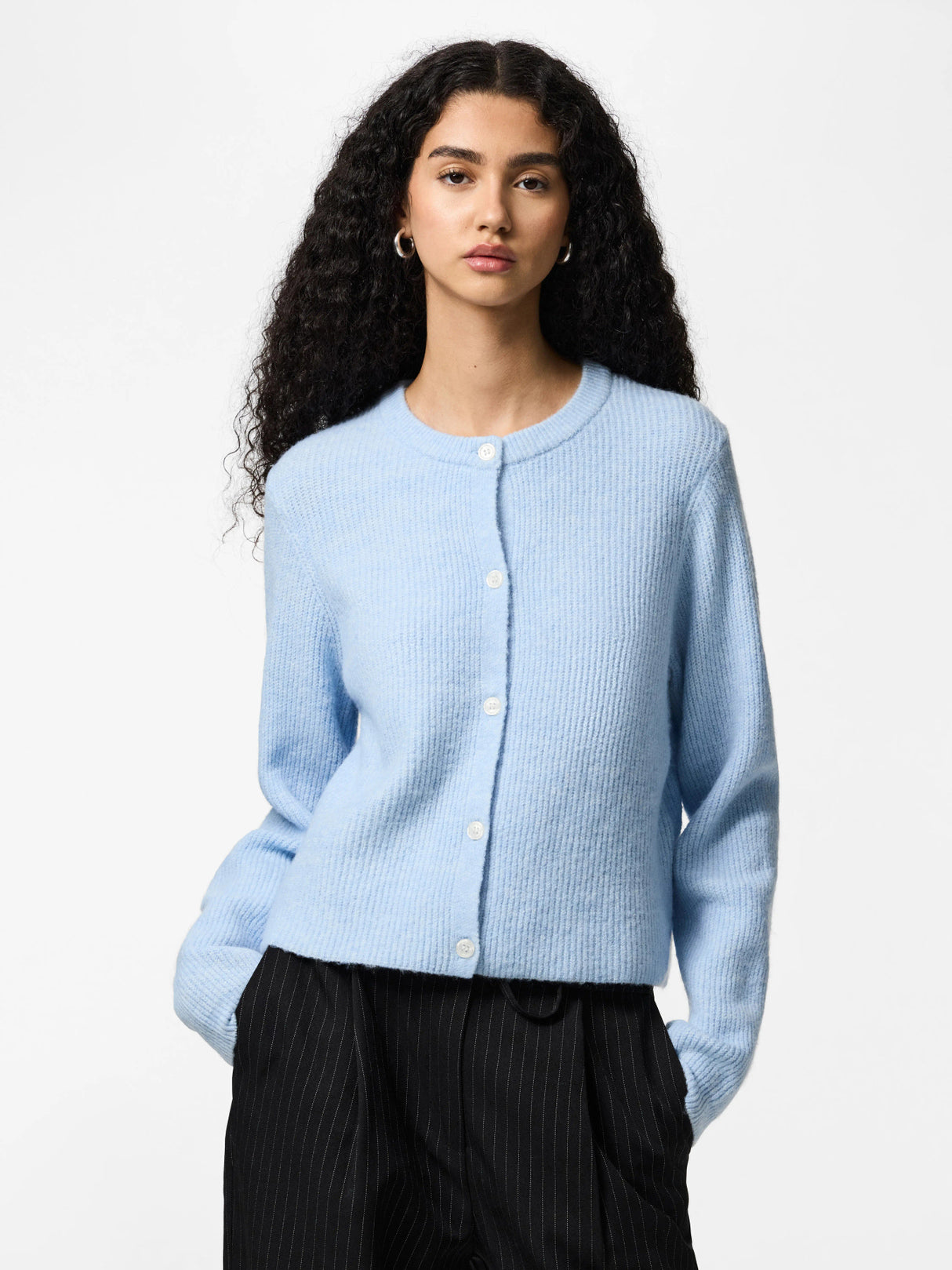 Cashmere Blue MELANGE Knitted Cardigan fra PIECES - 17163992