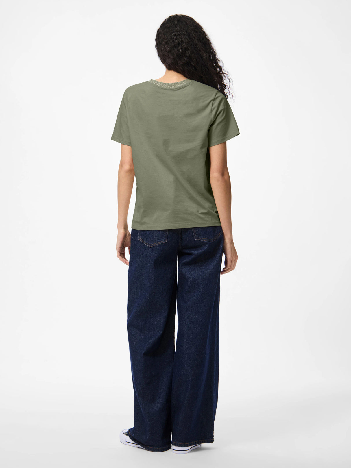 Deep Lichen Green LUREX RIB Bluse fra PIECES - 17164946
