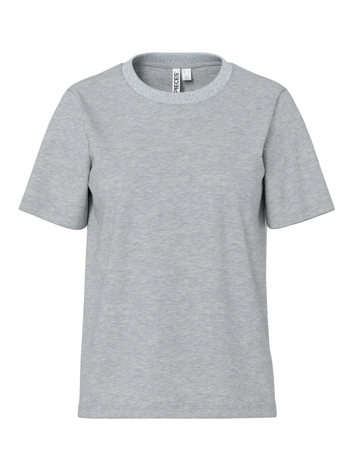 Light Grey Melange LUREX RIB Bluse fra PIECES - 17164946
