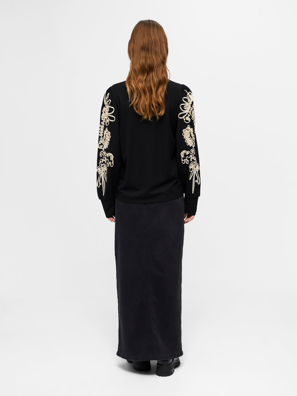 Black Sandshell tape strik bluse fra Object - 23045065