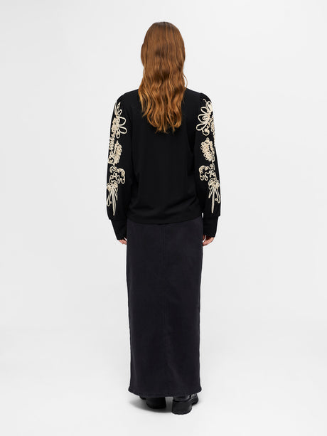 Black Sandshell tape strik bluse fra Object - 23045065