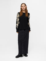 Black Sandshell tape strik bluse fra Object - 23045065