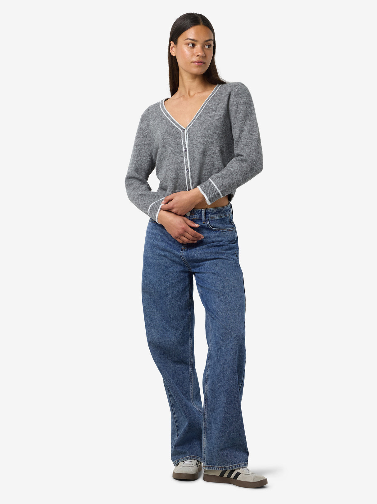 Medium Grey Melange Striktrøje fra Noisy May - 27035454
