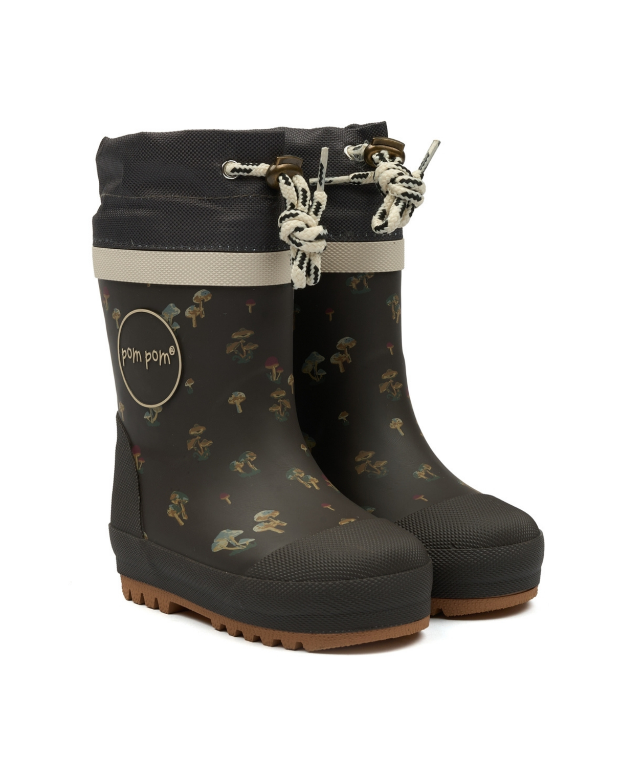 Mørkebrun - Fungi - Pom Pom - Gummistøvle med for - PM1102