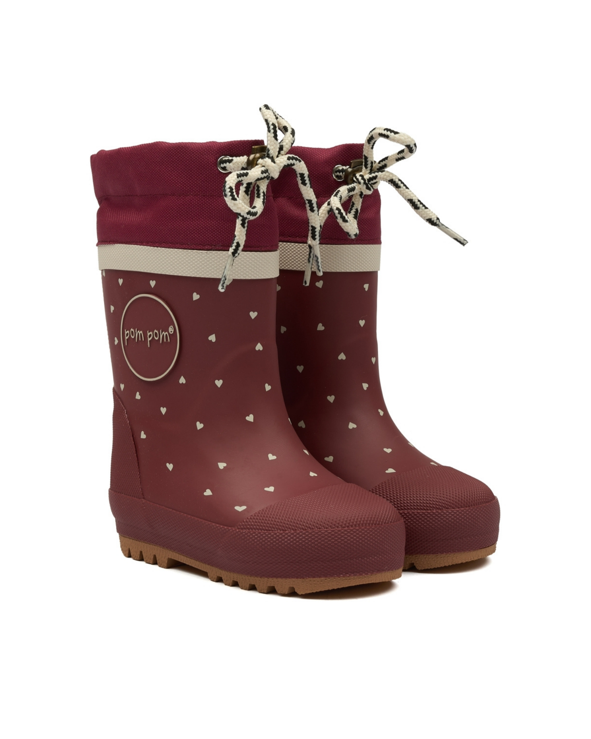 Rød - Heart - Pom Pom - Gummistøvle med for - PM1102