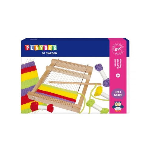 Kreasæt m/væveramme, nål & garn i 4 farver 27x19cm